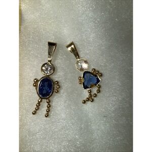 14k Yellow Gold & Sapphire September Child 2PC Pendant Marked